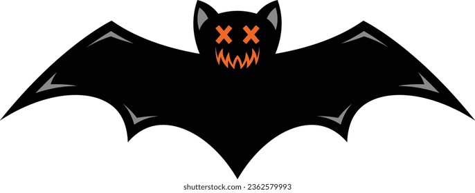 Asustado icono del vector del murciélago negro de halloween