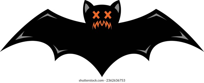 Asustado icono del vector del murciélago negro de halloween