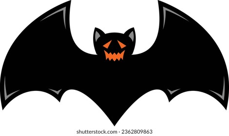Asustado icono del vector del murciélago negro de halloween