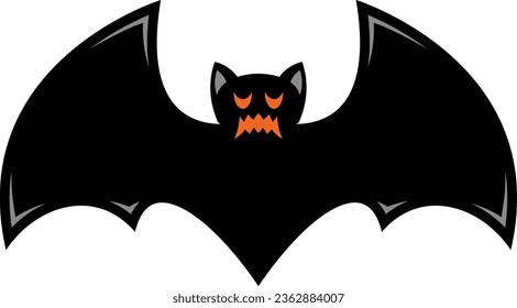 Asustado icono del vector del murciélago negro de halloween