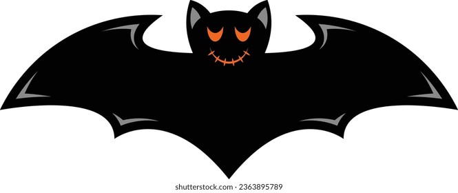 Asustado icono del vector del murciélago negro de halloween