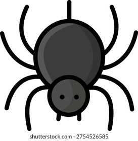 Scary Black Spider With Eight Long Legs