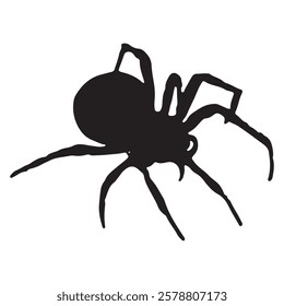 Scary Black Spiders Seamless Vector Pattern. Halloween Print With Black Spiders Isolated on a White Background. Halloween Wallpaper With Fat Spooky Hairy Spiders. Black Tarantulas Endless Print. RGB