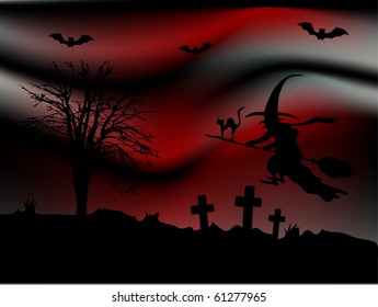 Scary bloody night and the witch