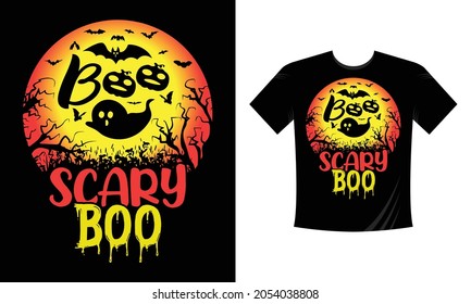 Scary Boo - Halloween T-Shirt Design. Halloween Vector Graphic. Halloween T-Shirt illustration. Beautiful and eye-catching Halloween vector
