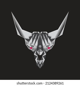 scary bull head skull vector