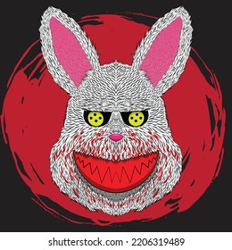 scary bunny mask illustration vector art