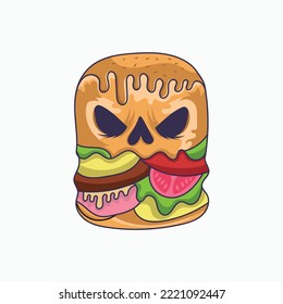 Scary burger vector illustration graphic on white background