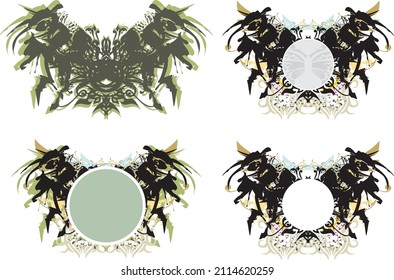 Scary butterfly wings and butterfly frames on white. Colorful butterfly frames for holidays or events, prints, textiles, wallpaper, fashion trends, invitation cards, posters, interior solutions, etc.