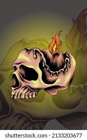 Scary candle skull vector illustration