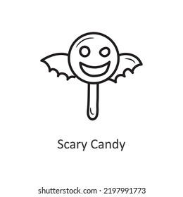 Ilustración de diseño de iconos de contorno vectorial de Candy con miedo. Símbolo de Halloween sobre fondo blanco archivo EPS 10