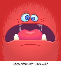 Scary cartoon angry monster face avatar. Halloween vector illustration of monster mask. Isolated