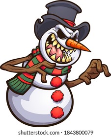 Scary Cartoon Evil Snowman Wearing Top Stock Vector Royalty Free