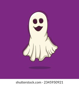 Scary cartoon of ghost vector illustration for halloween. vector illustration icon mascot cartoon. flat cartoon.