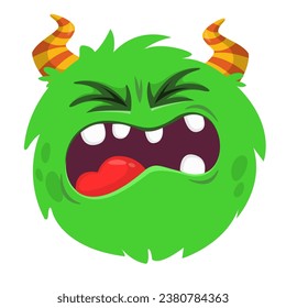 Scary cartoon horned monster. Vector illustration isolated