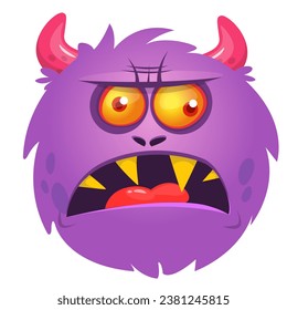 Scary cartoon horned monster. Vector illustration isolated
