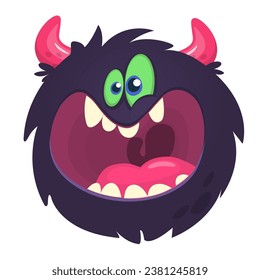 Scary cartoon horned monster. Vector illustration isolated