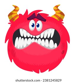 Scary cartoon horned monster. Vector illustration isolated