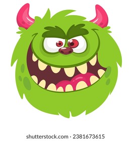 Scary cartoon horned monster. Vector illustration isolated