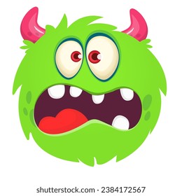 Scary cartoon horned monster. Vector illustration isolated