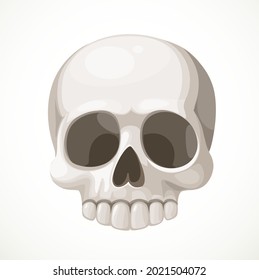 Scary cartoon human skull isolated on a white background