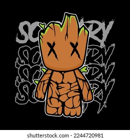 Scary Cartoon Mascot Vector Illustration
