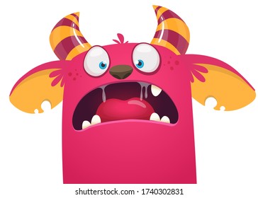Scary cartoon monster creature. Vector illustration of angry monster.