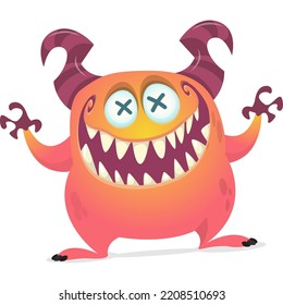 Scary cartoon monster design. Halloween illustration of funny alien. Vector isolated