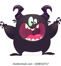 Scary cartoon monster design. Halloween illustration of funny alien. Vector isolated