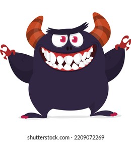 Scary cartoon monster design. Halloween illustration of funny alien. Vector isolated