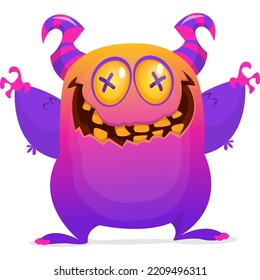 Scary cartoon monster design. Halloween illustration of funny alien. Vector isolated