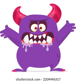 Scary cartoon monster design. Halloween illustration of funny alien. Vector isolated