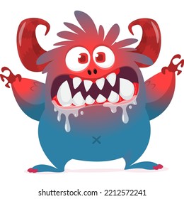 Scary cartoon monster design. Halloween illustration of funny alien. Vector isolated