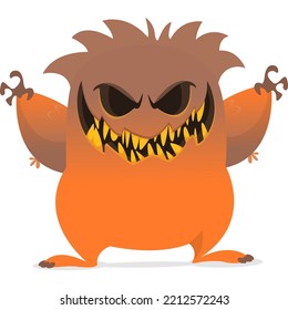 Scary cartoon monster design. Halloween illustration of funny alien. Vector isolated