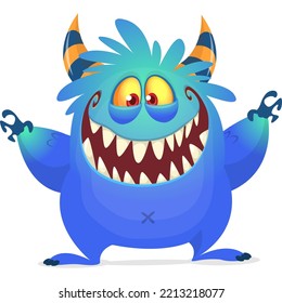 Scary cartoon monster design. Halloween illustration of funny alien. Vector isolated