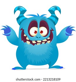 Scary cartoon monster design. Halloween illustration of funny alien. Vector isolated