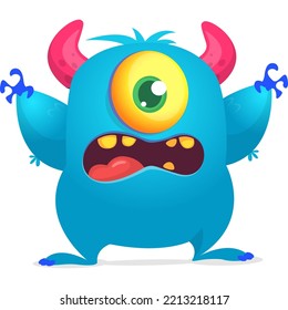 Scary cartoon monster design. Halloween illustration of funny alien. Vector isolated