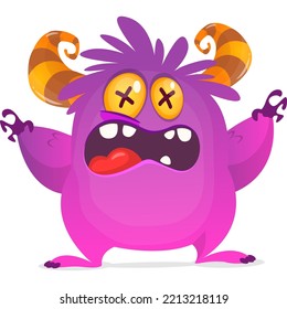 Scary cartoon monster design. Halloween illustration of funny alien. Vector isolated