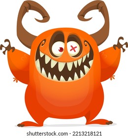 Scary cartoon monster design. Halloween illustration of funny alien. Vector isolated