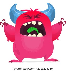 Scary cartoon monster design. Halloween illustration of funny alien. Vector isolated