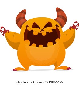 Scary cartoon monster design. Halloween illustration of funny alien. Vector isolated