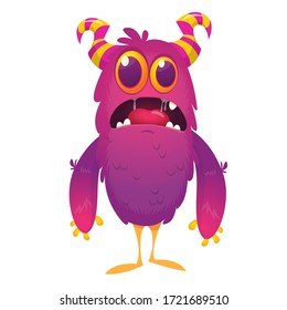 Scary cartoon monster face expression. Vector monster avatar