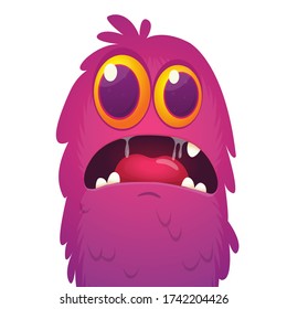 Scary cartoon monster face expression. Vector monster avatar