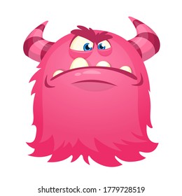 Scary cartoon monster. Halloween vector illustration of monster creature with angry face expression