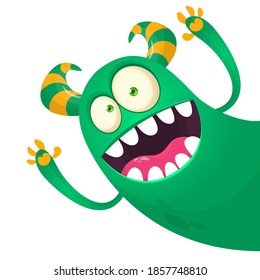 Scary cartoon monster. Illustration of cute monster creature. Halloween vector design