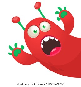 Scary cartoon monster. Illustration of cute monster creature. Halloween vector design