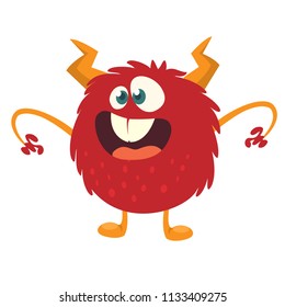 Scary cartoon monster. Vector Halloween red monster illustration