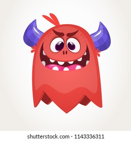 Scary cartoon monster. Vector Halloween red monster. Big set of cartoon monsters