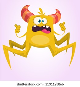 Scary cartoon spider monster. Vector illustration