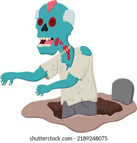 Scary Cartoon zombie out of cemetery